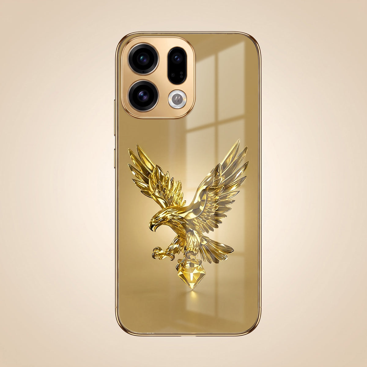 Oppo Find X9 5G Golden Eagle Gold Electroplated Glass Phone Back Case
