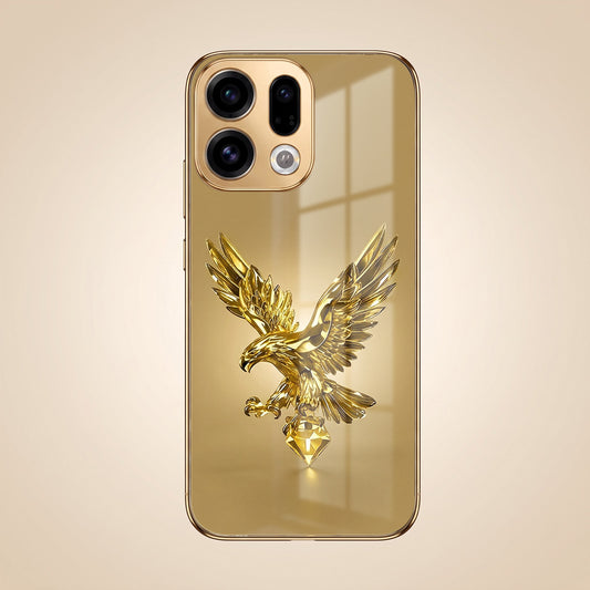 Oppo Find X9 5G Golden Eagle Gold Electroplated Glass Phone Back Case