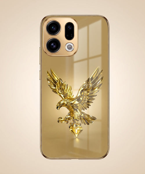 Oppo Find X9 5G Golden Eagle Gold Electroplated Glass Phone Back Case