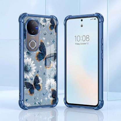Vivo V50 5G Blue Butterfly Floral Airbags Printed Back Case