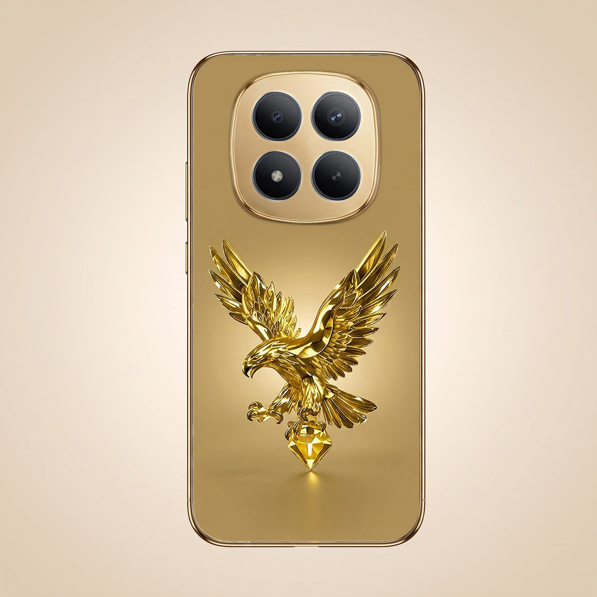 Redmi Note 15 Pro+ 5G Golden Eagle Gold Electroplated Glass Phone Back Case