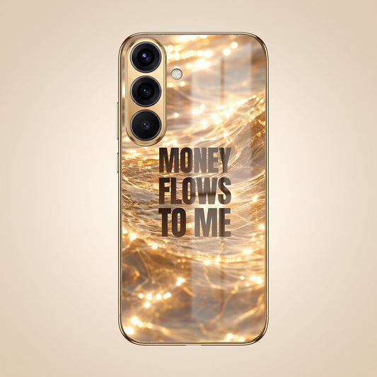 Samsung Galaxy A37 5G Money Flows To Me Gold Electroplated Glass Phone Back Case