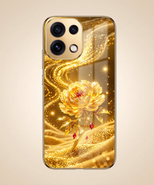 Oppo Reno 16C 5G Golden Rose Elegance Gold Electroplated Glass Phone Back Case
