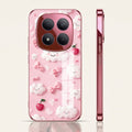 Redmi Note 15 Pro+ 5G Luxury 3D Clouds Pink Electroplated Glass Phone Back Case