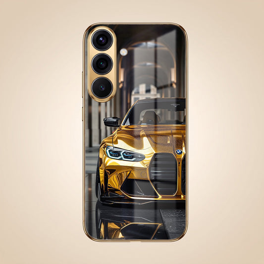 Samsung Galaxy A37 5G Golden BMW Gold Electroplated Glass Phone Back Case