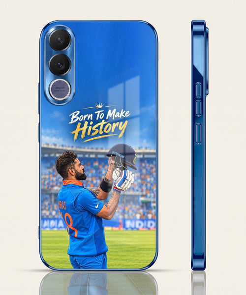 Vivo V70 FE 5G Born TO Make History Blue Electroplated Glass Phone Back Case