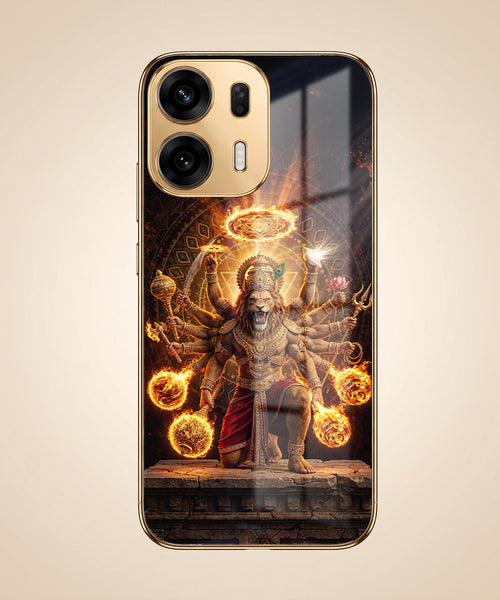 Oppo K14 Plus 5G Lord Narasimha Gold Electroplated Glass Phone Back Case