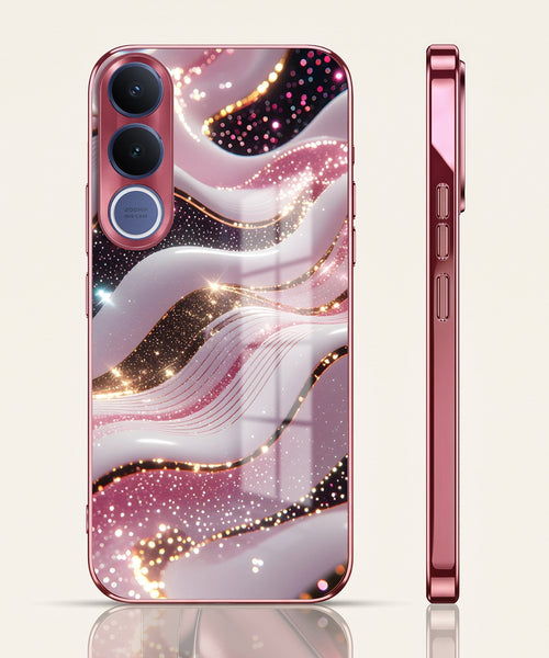 Vivo V70 FE 5G Midnight Pearl Wave Pink Electroplated Glass Phone Back Case