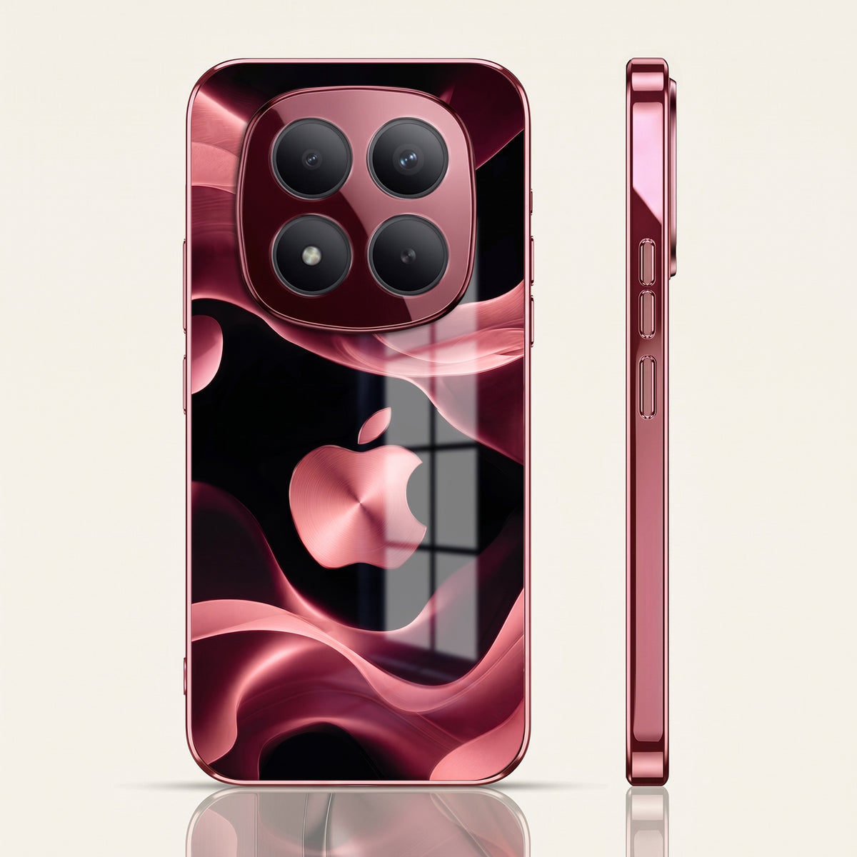 Redmi Note 15 Pro+ 5G Luxury Wave Pink Electroplated Glass Phone Back Case