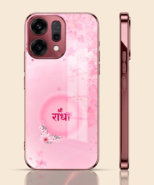 Oppo Reno 14 5G Luxury Shree Radha Pink Electroplated Glass Phone Back Case
