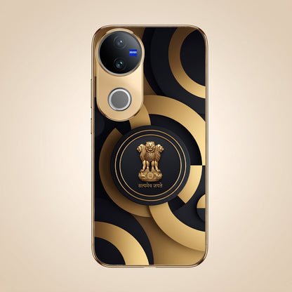 Vivo V50 5G Royal Emblem Gold Electroplated Glass Phone Back Case