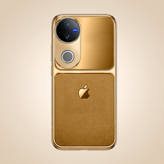 Vivo T4R 5G Royal Touch Apple Gold Electroplated Glass Phone Back Case