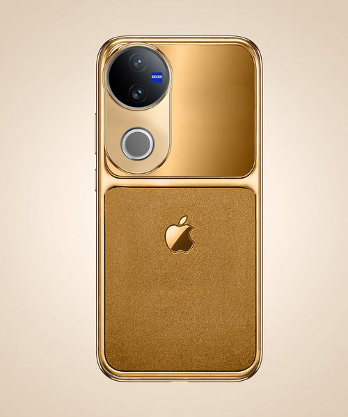 Vivo V50 5G Royal Touch Apple Gold Electroplated Glass Phone Back Case