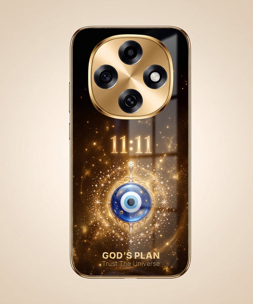 OPPO F31 Pro 5G God’s Plan Evil Eye Gold Electroplated Glass Phone Back Case