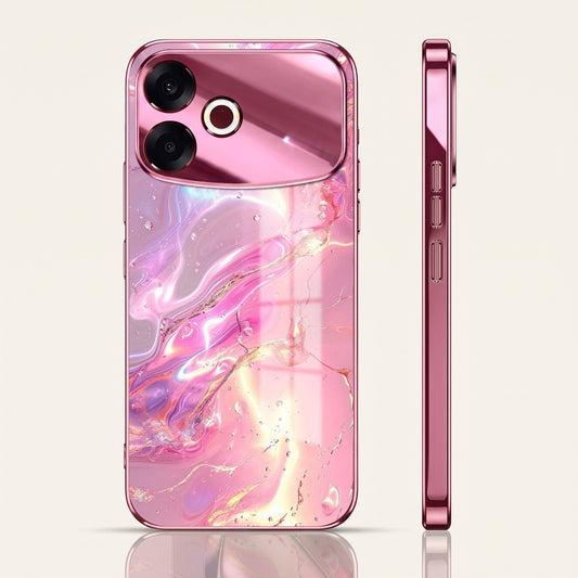 Oppo F33 Pro 5G Pearl Aurora Pink Electroplated Glass Phone Back Case