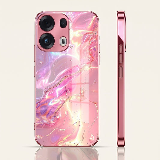 Oppo Reno 13 Pro 5G Pearl Aurora Pink Electroplated Glass Phone Back Case