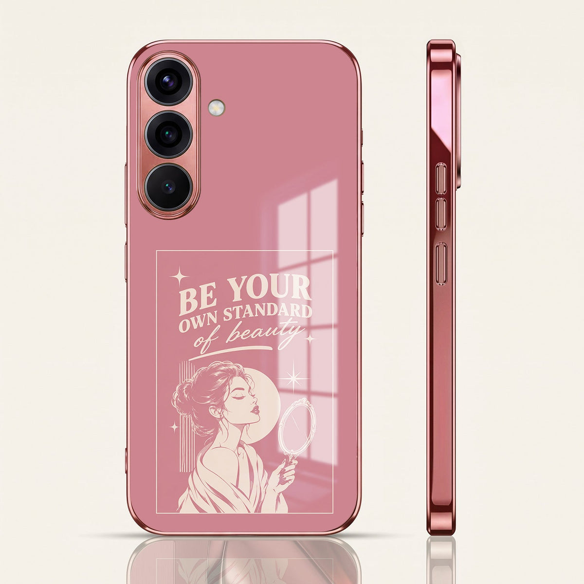 Samsung Galaxy A56 5G Luxury Aesthetic Girl Pink Electroplated Glass Phone Back Case