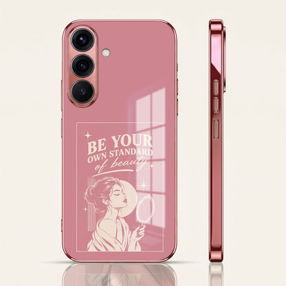 Samsung Galaxy A56 5G Luxury Aesthetic Girl Pink Electroplated Glass Phone Back Case