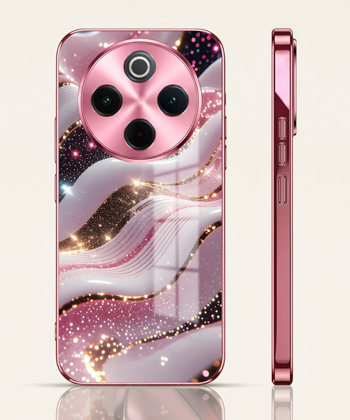 Vivo T4 5G Midnight Pearl Wave Pink Electroplated Glass Phone Back Case
