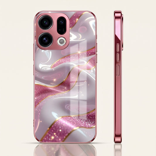 Oppo Find X9 5G Pearl Marble Pink Electroplated Glass Phone Back Case