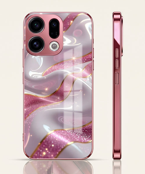 Oppo Find X9 5G Pearl Marble Pink Electroplated Glass Phone Back Case