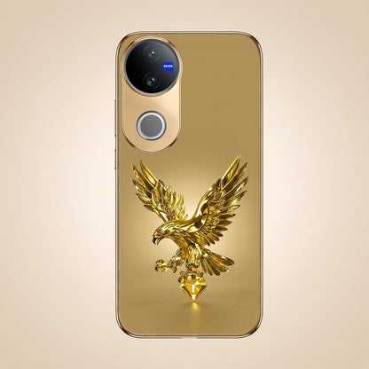 Vivo V50 5G Golden Eagle Gold Electroplated Glass Phone Back Case