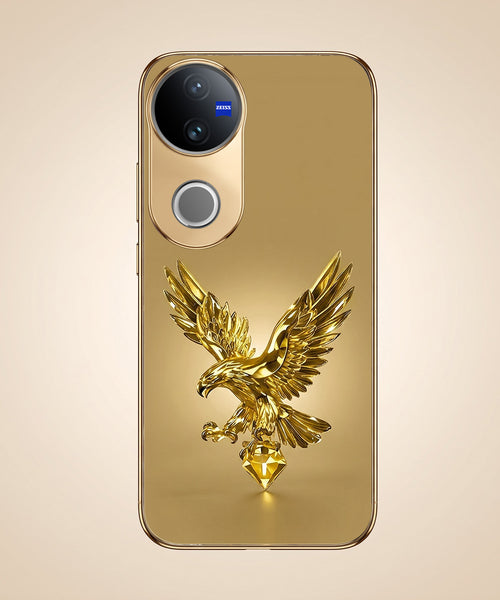 Vivo V50 5G Golden Eagle Gold Electroplated Glass Phone Back Case