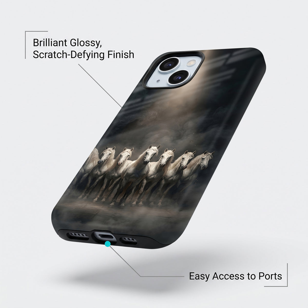 iPhone 15 5G Running Horses Protective Case