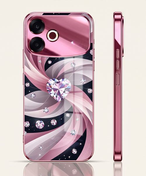 Oppo F33 Pro 5G Diamond Glam Pink Electroplated Glass Phone Back Case