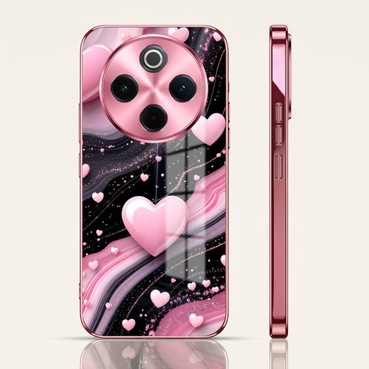 Vivo T4 5G Love Sparkle Pink Electroplated Glass Phone Back Case