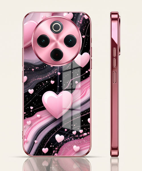 Vivo T4 5G Love Sparkle Pink Electroplated Glass Phone Back Case