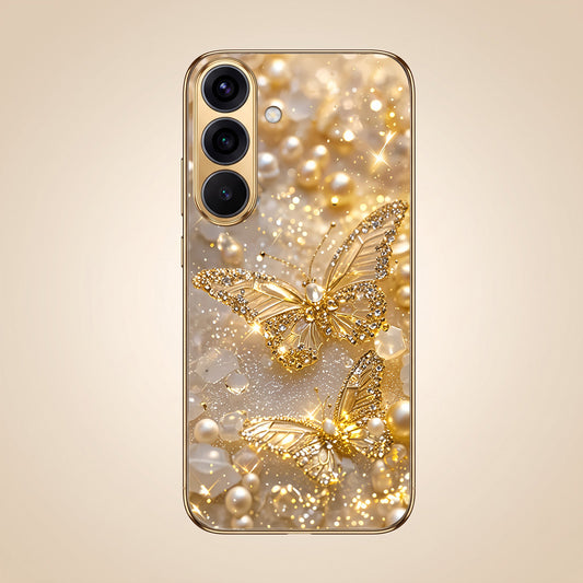 Samsung Galaxy A36 5G Golden Butterfly Gold Electroplated Glass Phone Back Case