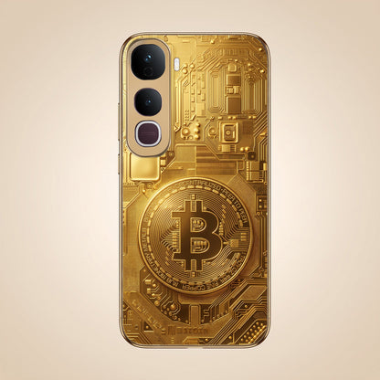 Vivo Y400 Pro 5G Bitcoin Gold Electroplated Glass Phone Back Case