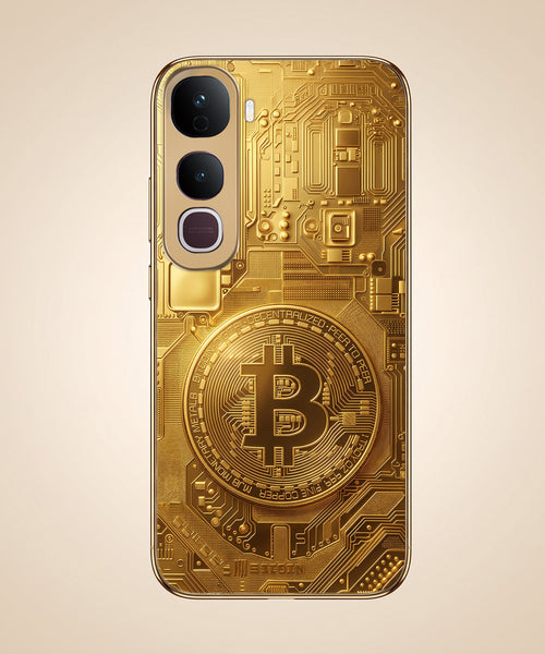 Vivo Y400 Pro 5G Bitcoin Gold Electroplated Glass Phone Back Case
