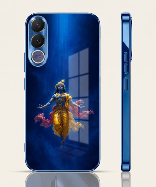 Vivo V70 FE 5G Lord Krishna Blue Electroplated Glass Phone Back Case