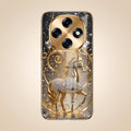 OPPO F31 Pro 5G Luxury Horse Texture Gold Electroplated Glass Phone Back Case