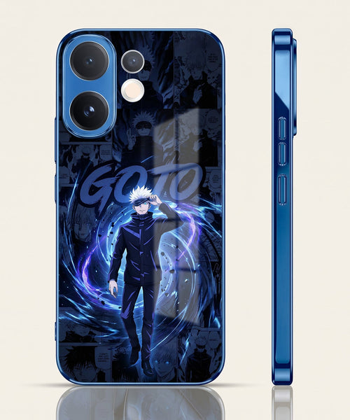 Vivo V60 5G Jujutsu Kaisen Blue Electroplated Glass Phone Back Case