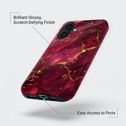 iPhone 16 5G Luxury Crimson Marble Protective Case