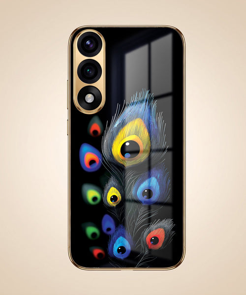 Oneplus Nord 5 5G Multi-Feather Peacock Gold Electroplated Glass Phone Back Case