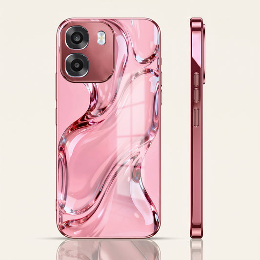 Oppo K14 5G Crystal Wave Energy Pink Electroplated Glass Phone Back Case