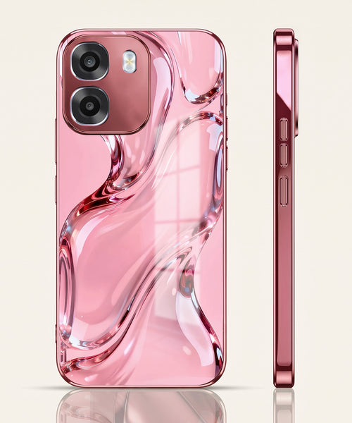 Oppo K14 5G Crystal Wave Energy Pink Electroplated Glass Phone Back Case