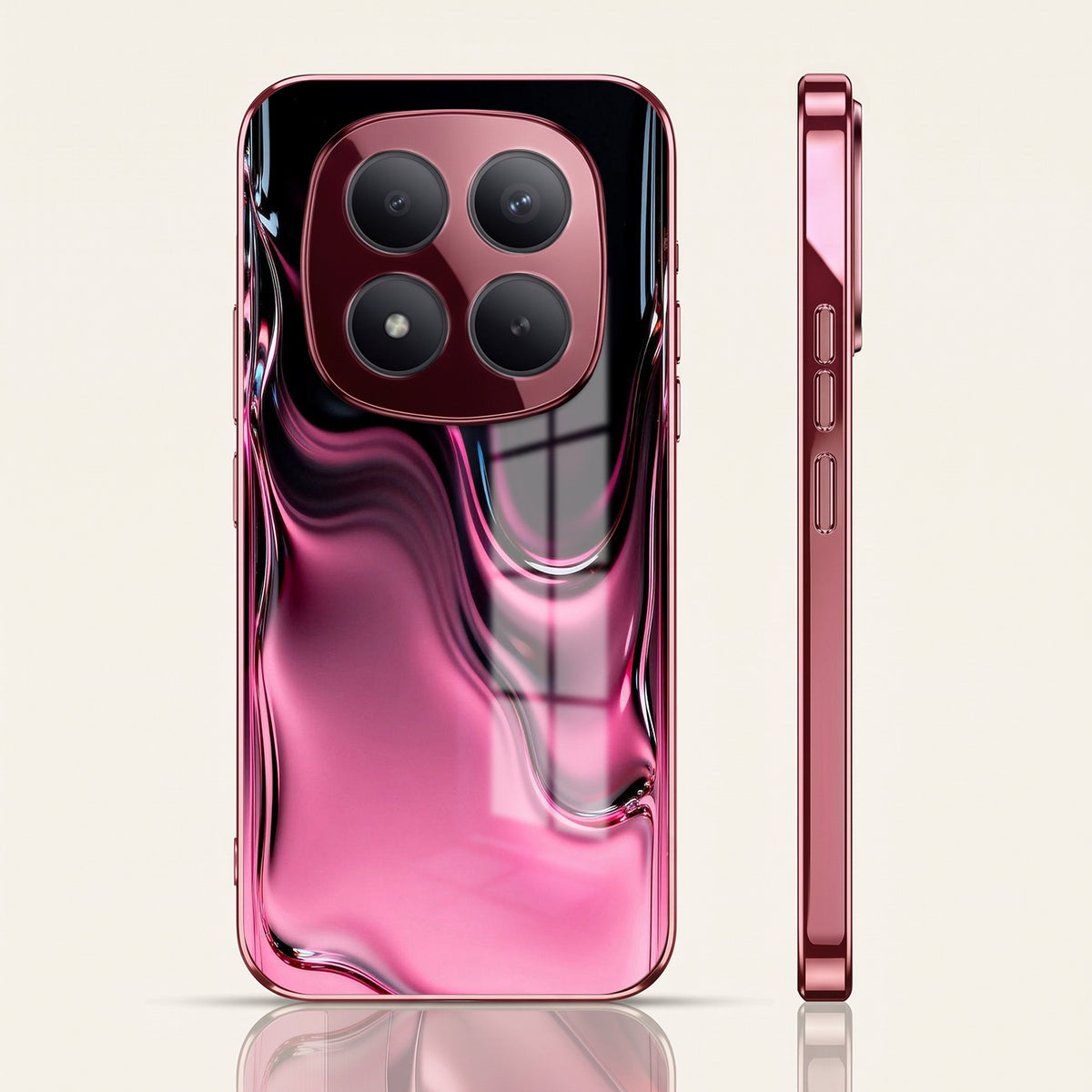 Redmi Note 15 Pro+ 5G Liquid Wave Pink Electroplated Glass Phone Back Case