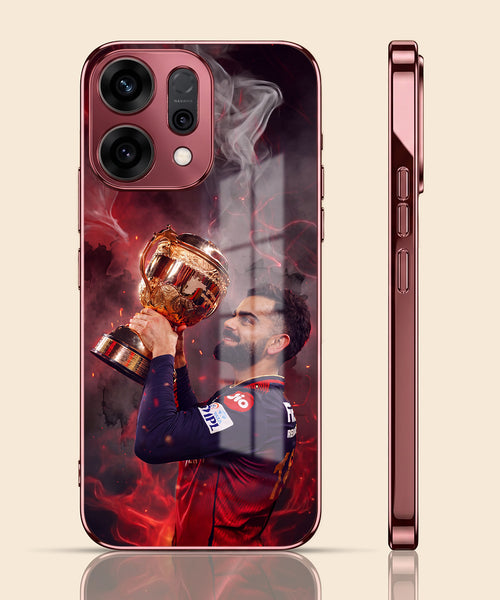 Oppo Reno 14 5G Virat Kohli Burgundy Electroplated Glass Back Case