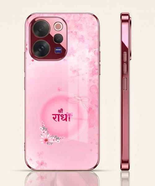 Vivo V70 5G Luxury Shree Radha Pink Electroplated Glass Phone Back Case