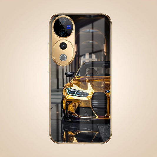 Vivo V40 Pro 5G Golden BMW Gold Electroplated Glass Phone Back Case