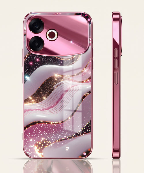 Oppo F33 Pro 5G Midnight Pearl Wave Pink Electroplated Glass Phone Back Case