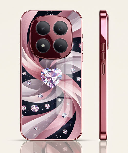 Redmi Note 15 Pro+ 5G Diamond Glam Pink Electroplated Glass Phone Back Case