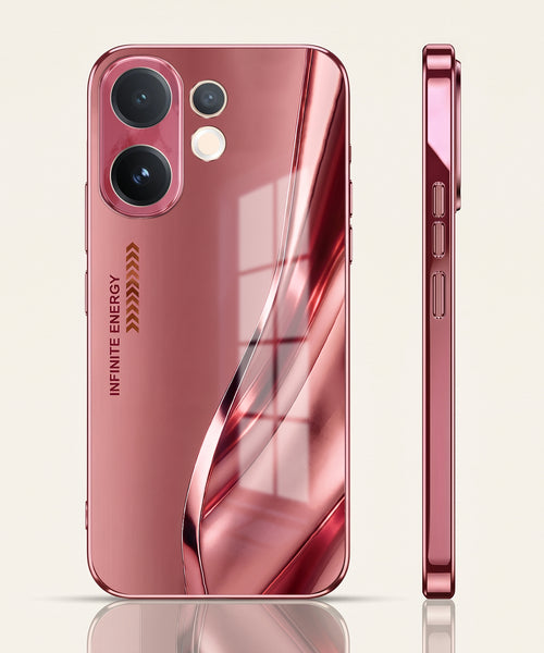 Vivo V60 5G Luxury Infinity Energy Pink Electroplated Glass Phone Back Case