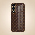 Oneplus Nord 5 5G Luxury Monogram Brown Gold Electroplated Glass Phone Back Case