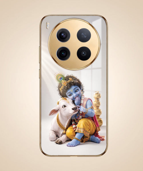 Vivo X300 Pro 5G Bal Krishna Blessings Gold Electroplated Glass Phone Back Case